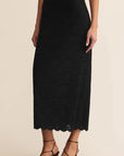 Black Via Lace Midi Skirt
