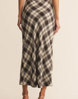 Black Europa Plaid Midi  Skirt
