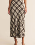 Black Europa Plaid Midi  Skirt