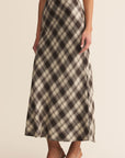Black Europa Plaid Midi  Skirt