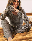 Light Oatmeal Heather Lounge Stripe Pant