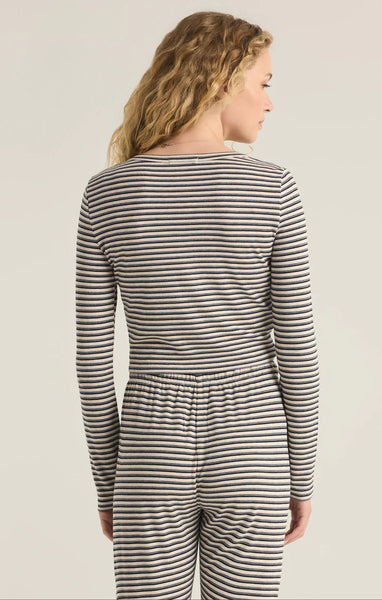 Light Oatmeal Heather Constance Stripe Top