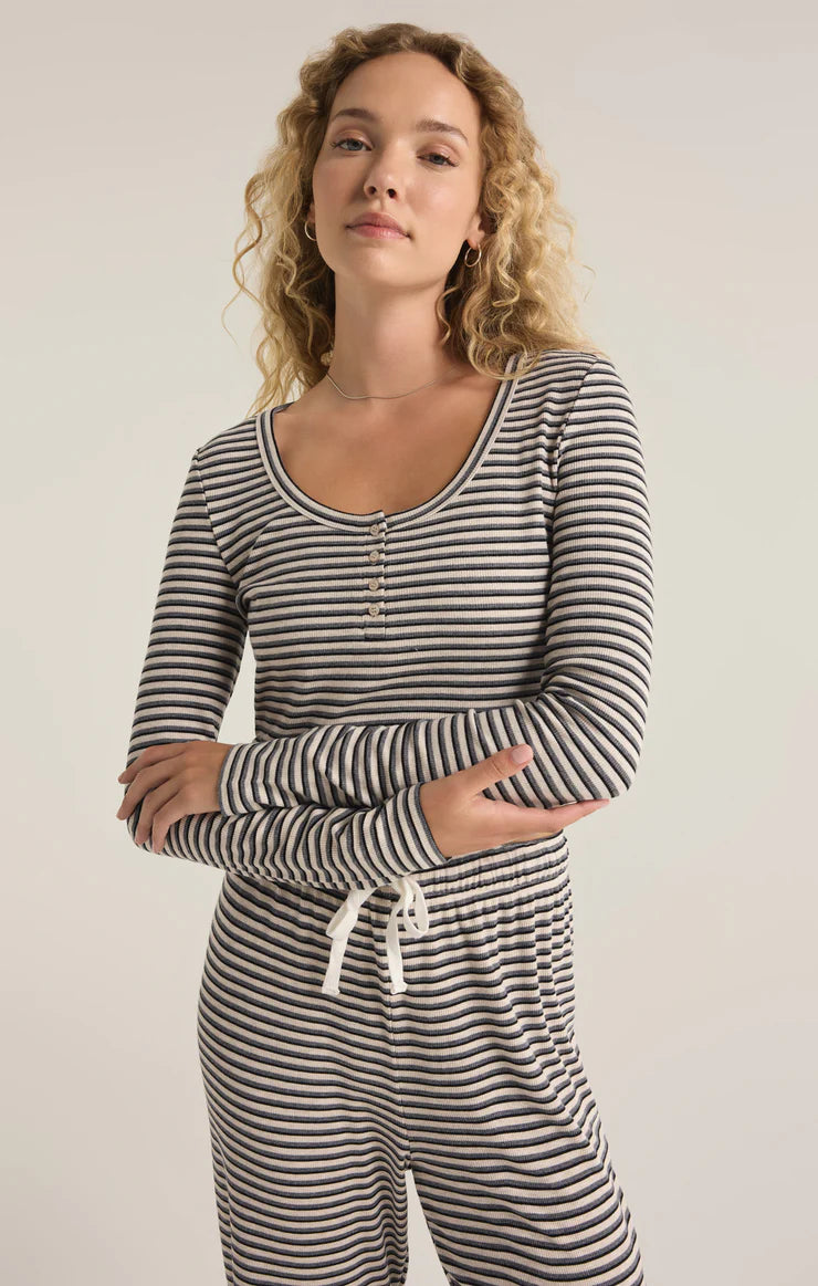 Light Oatmeal Heather Constance Stripe Top