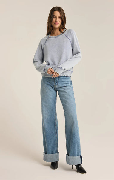 Washed Indigo Saldana Knit Denim Top