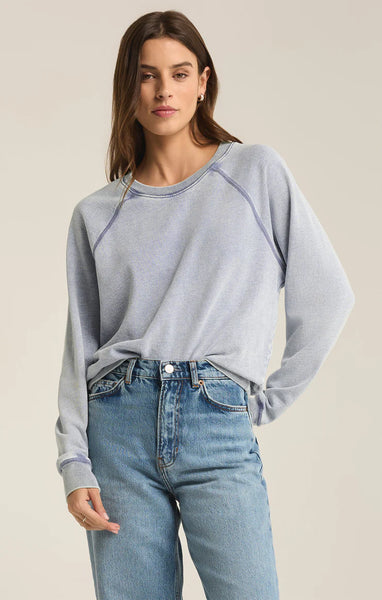 Washed Indigo Saldana Knit Denim Top