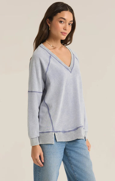 Washed Indigo Easy V Sweatshirt