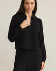 Black Campo Button Up Gauze Top