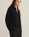 Black Campo Button Up Gauze Top