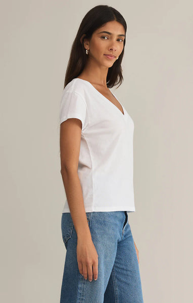 White Girlfriend V Neck Tee