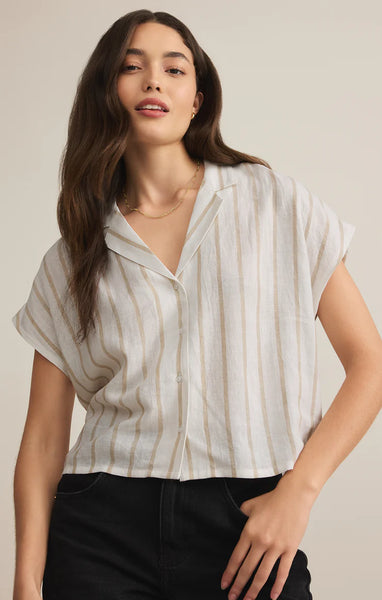 Cement Parallel Button Down  Top