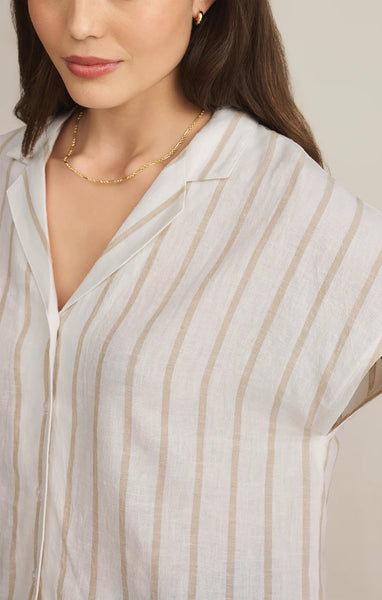 Cement Parallel Button Down  Top