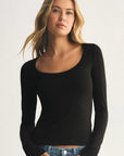 Black Second Skin Scoop Neck Top