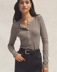 Heather Taupe Stella Stripe Henley