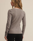 Heather Taupe Stella Stripe Henley