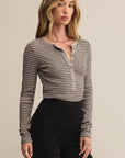 Heather Taupe Stella Stripe Henley