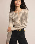 Light Oatmeal Heather Eve Stripe Henley