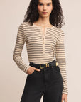 Light Oatmeal Heather Eve Stripe Henley