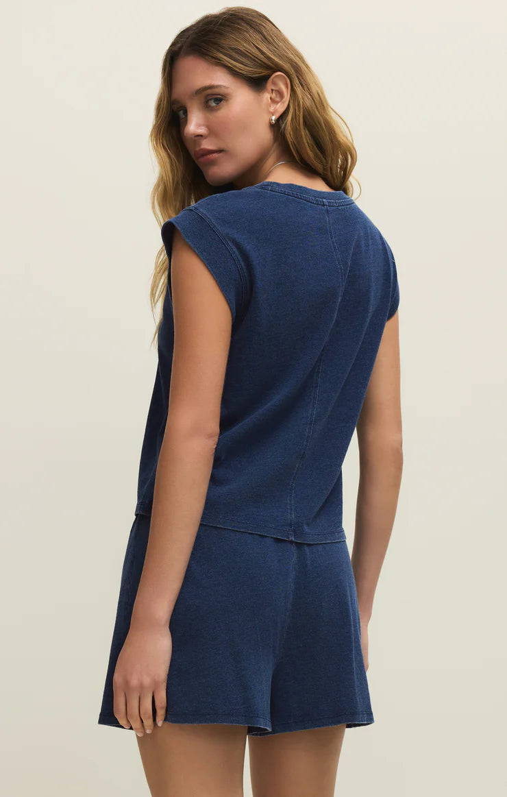 Indigo Camino Jersey Denim Top