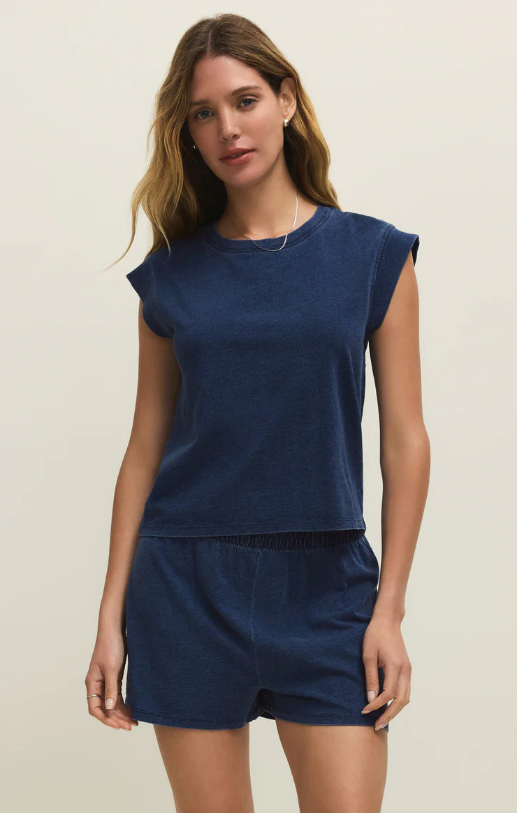 Indigo Camino Jersey Denim Top