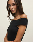 Black Second Skin Off Shoulder Top