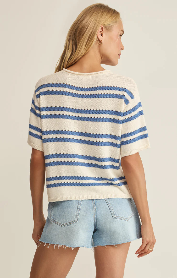 Lake Blue Prado Stripe Sweater Tee