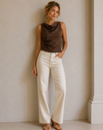 Brown Asymmetric Sweater Top