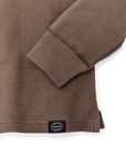 Brown Waffle Knit Thermal Crewneck