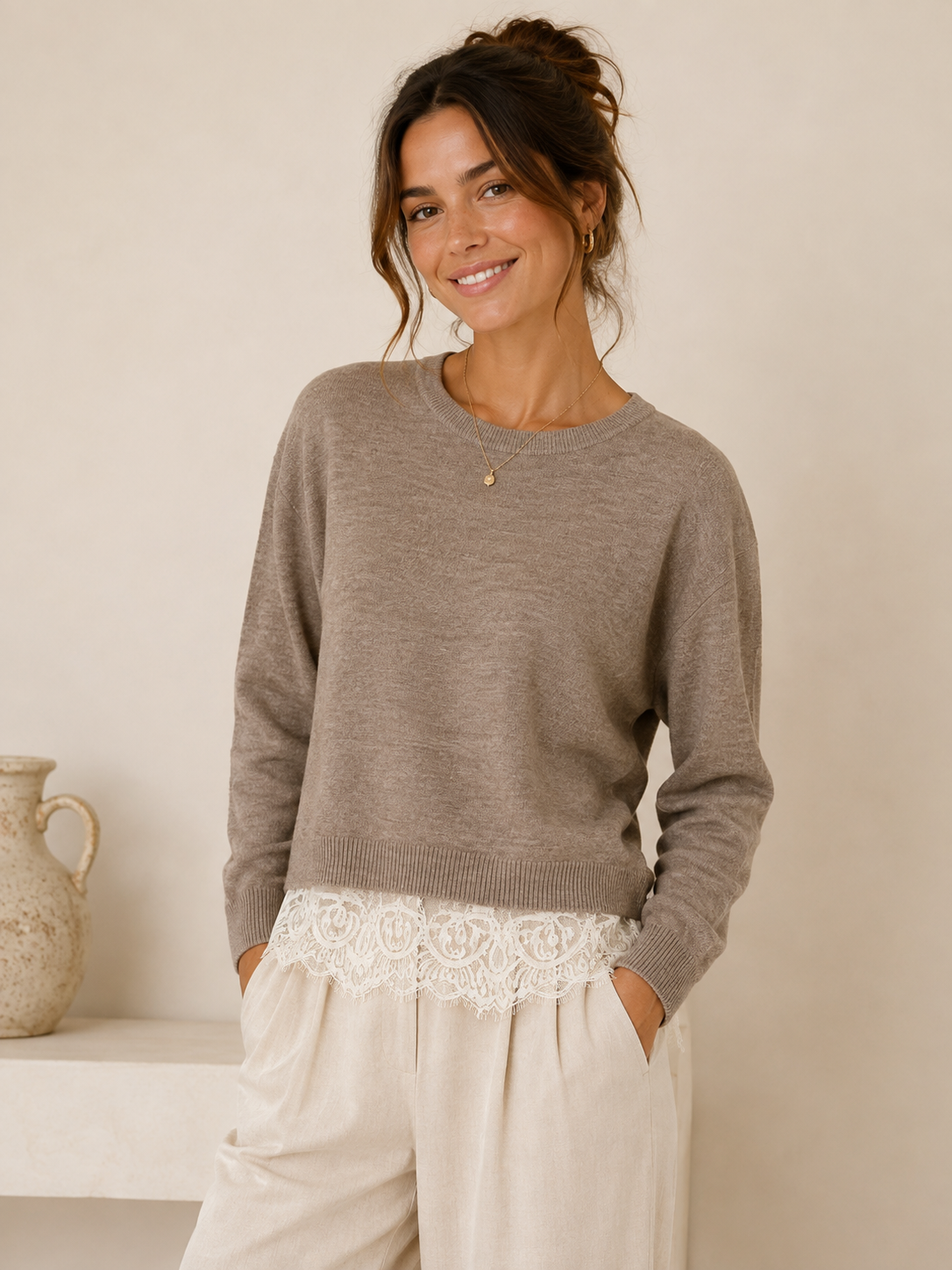 Heather Mocha Cream Diana Sweater