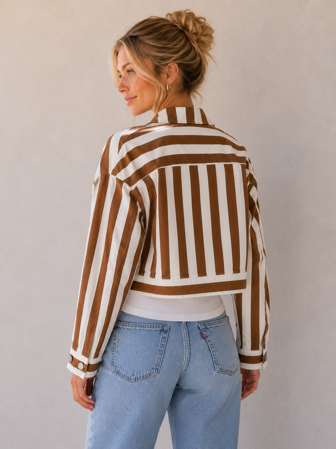 Desert Taupe Happy Stripe Jacket