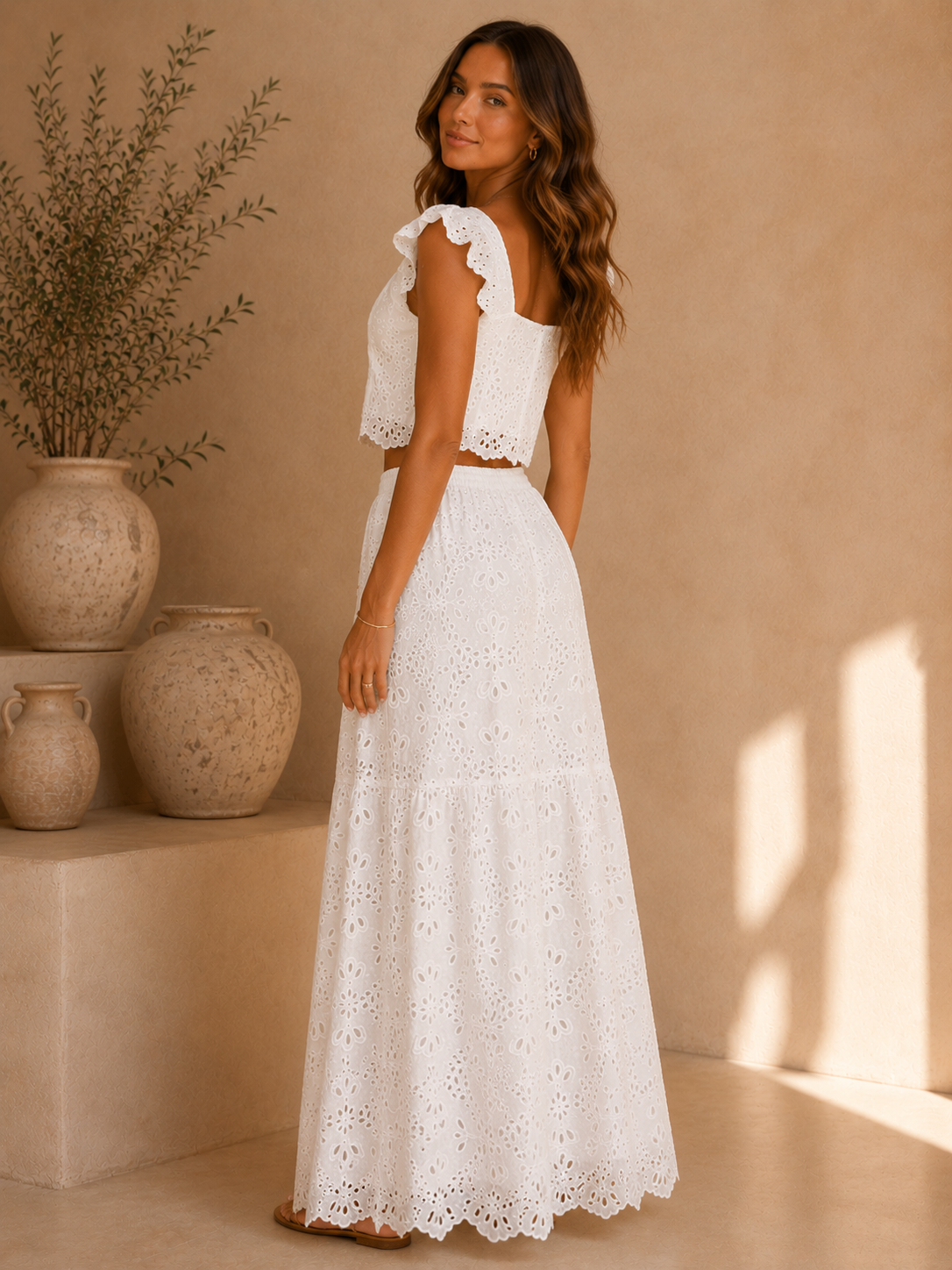 Emrie Eyelet White Skirt