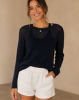 Navy Blazer Soleil Open Stitch Sweater