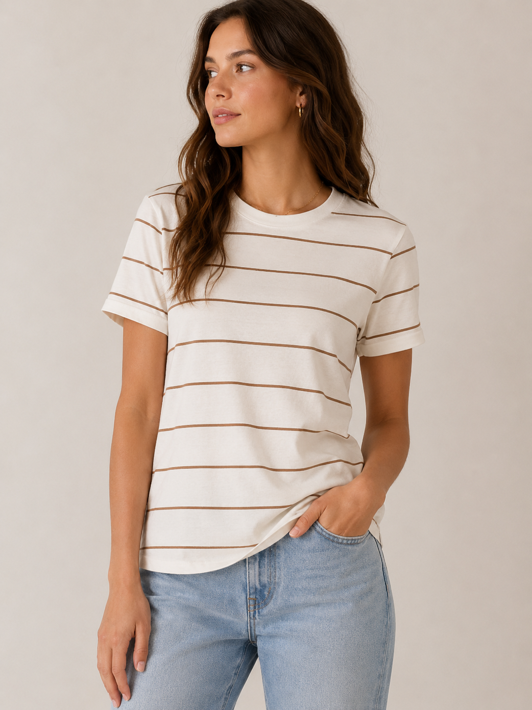 Ivory Light Brown Asher Tee