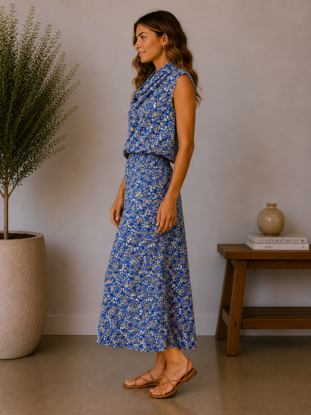 Navy Floral Sevyn Blouse