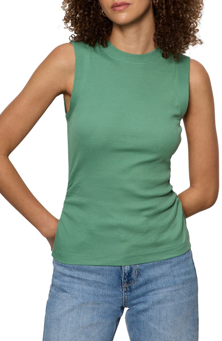 Green Juice Ribbed Ruched Tank