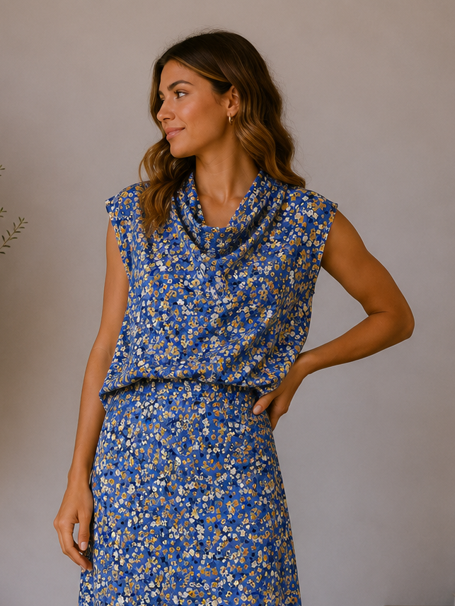 Navy Floral Sevyn Blouse