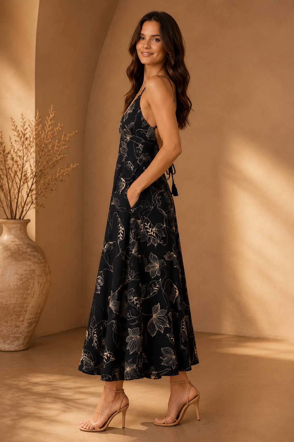 Black Open Back Maxi Dress