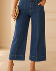 Cornflower Blue Denver Pintuck Crop