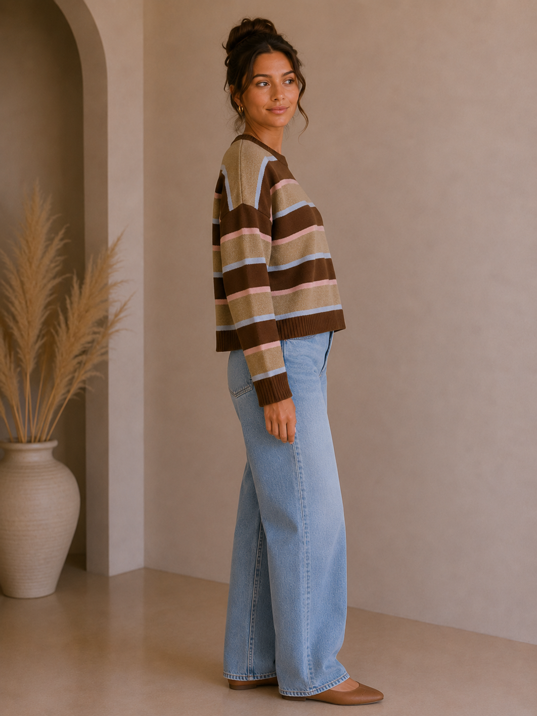 Dune Stripe Carlyle Everyday Crew Neck Sweater