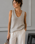 Beige Mabel Open Stitch Knit Top