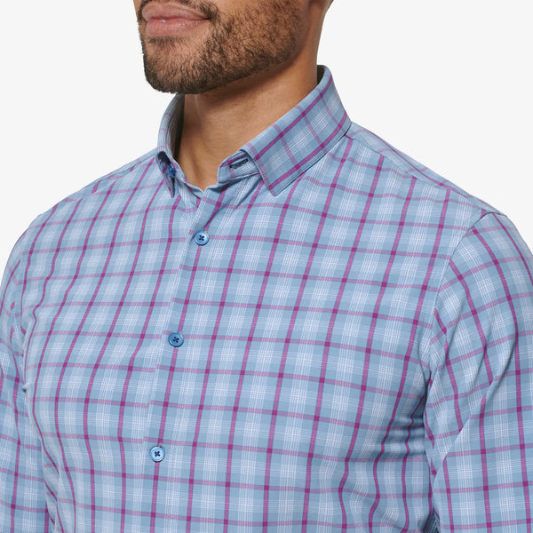 Ashley Blue Plaid Leeward No Tuck Longsleeve Dress Shirt