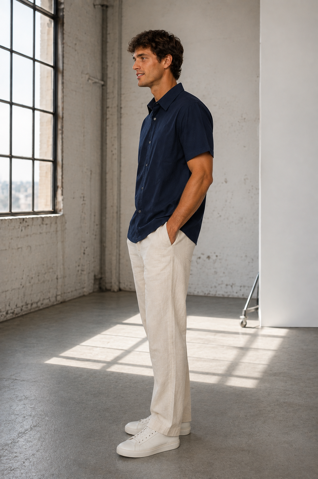 Navy Barnes Short Sleeve Shirt - SMK-8197