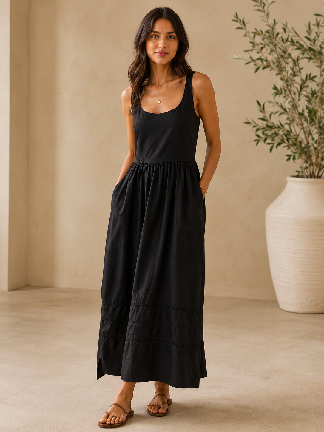 Black Johanna Midi Dress