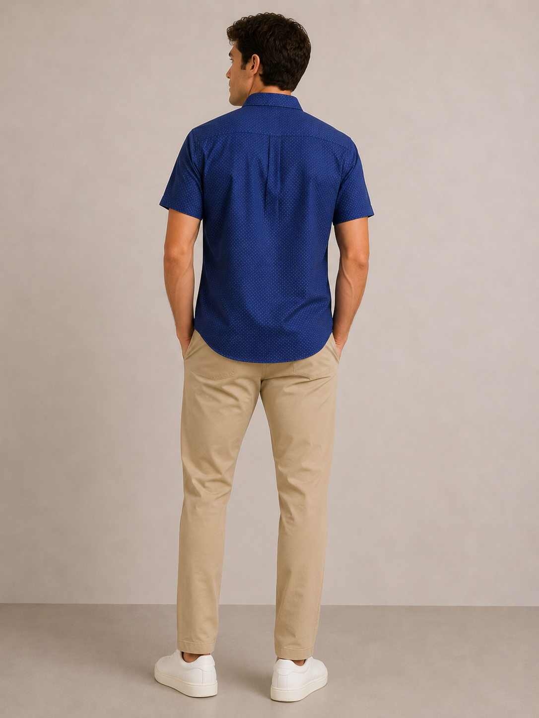 Midnight Navy Micro Gem Leeward SS Dress Shirt
