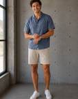 Khaki Linen Texture Aim Short 8"