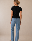 Black Soft Focus Ribbed Top