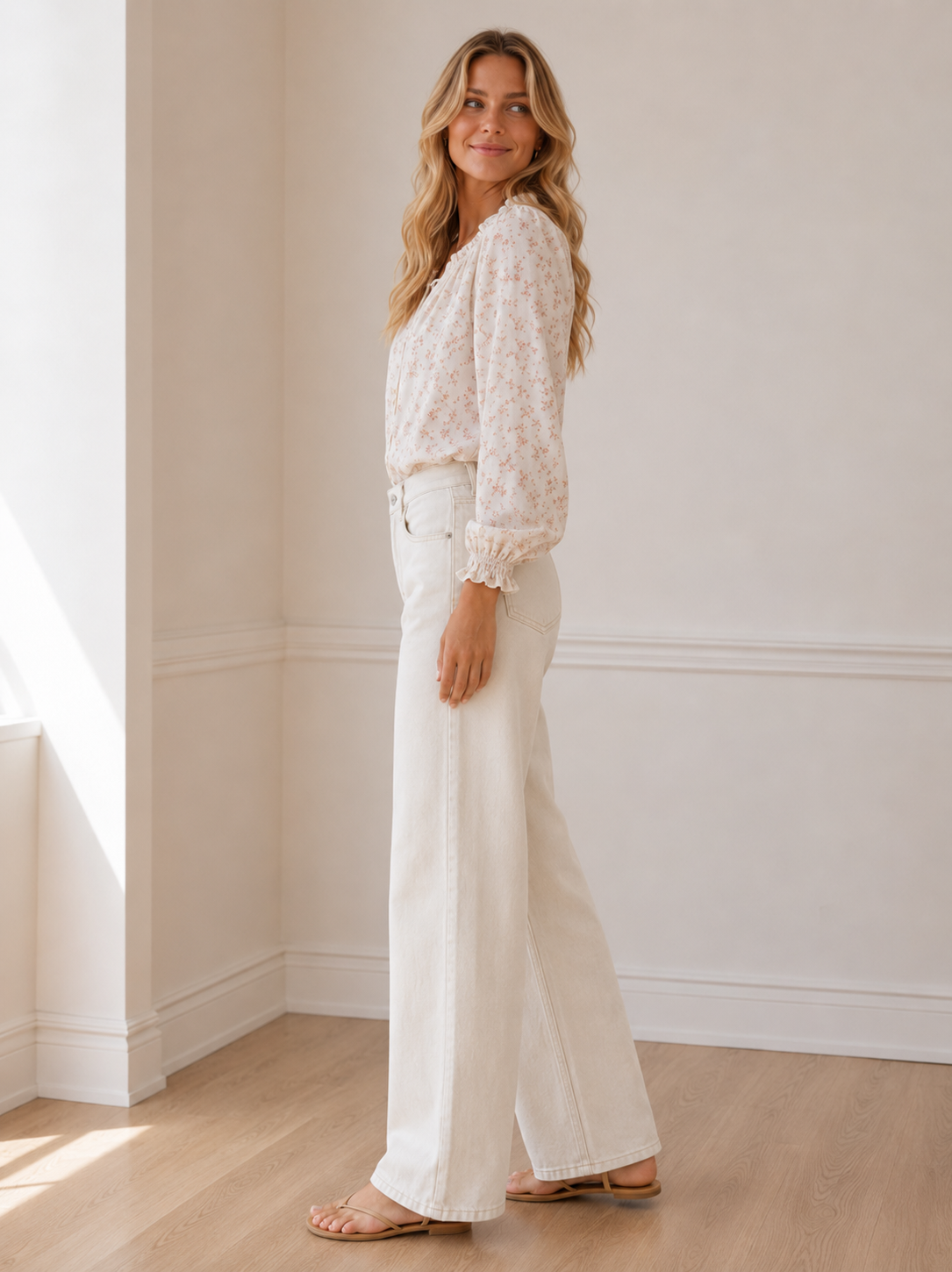 White Masha Super High RIse Wide Leg Jean