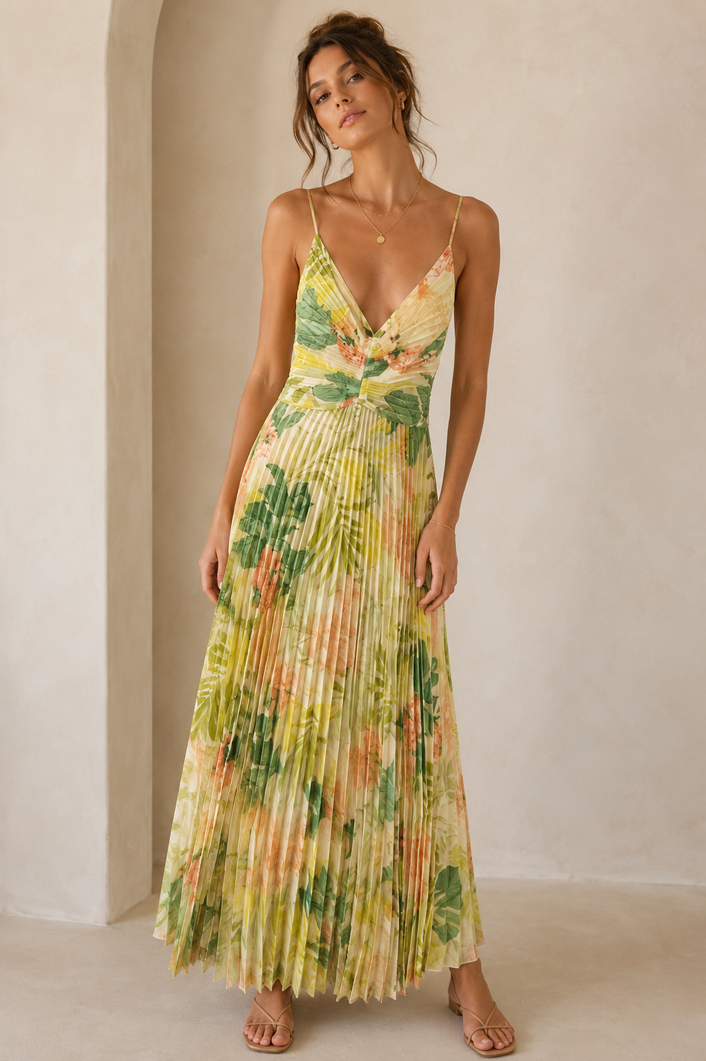 Green Peach Tropical Blythe Dress