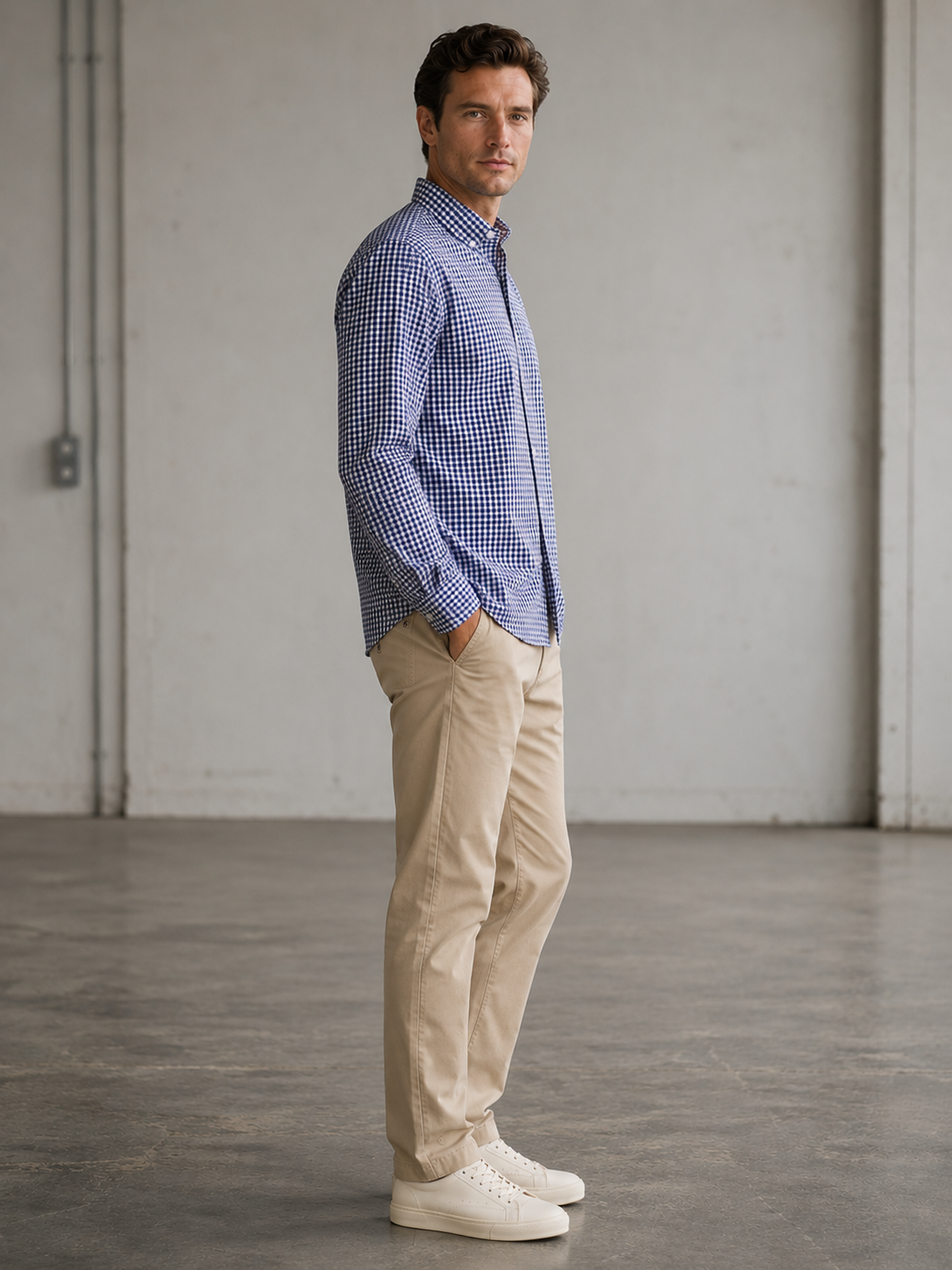 Cobalt Crew Gingham Leeward No Tuck LS Dress Shirt