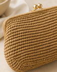 Khaki BC Nonna Straw Clutch