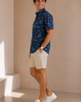 Indigo Blue Floral Montauk Short Sleeve Shirt